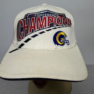 Vintage 1999 St. Louis Rams NFC Conference Champions Hat NFL Cream Adjustable